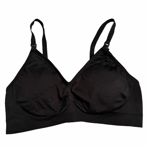 NEW! Lot of 3 Motherhood Maternity Black Seamless Nursing Bras Size Large - Picture 2 of 12